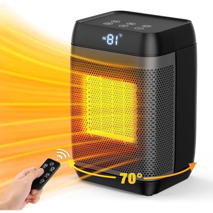 Chauffage D'appoint Faible Consommation Radiateur Soufflant Céramique Fenshine 1500W - Chauffage D'appoint Silencieux Avec Télécommande Chauffage Appoint