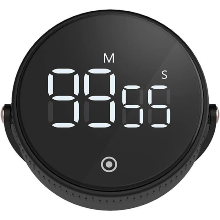 Minuteur De Cuisine Numérique Asyduey – Compte à Rebours, Réveil, Horloge 24h, Support Rétractable (noir)