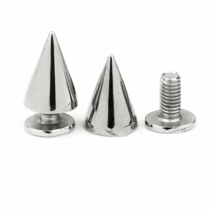 50 Goujons à Pointes Cônes Uxcell - 7x10mm, Rivets Arrière à Vis, Vert (neuf)