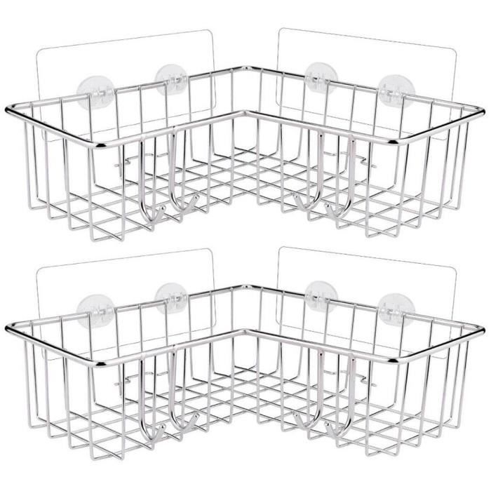 VIRILL Lot De 5 étagères De Douche Adhésives Plus Solides En Acier Inoxydable - Organiseur De Salle De Bain Sans Perçage - Antirouille - Fixation Murale Pour Intérieur De Douche Et Cuisine