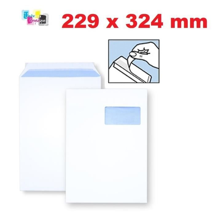 20 ex Grande enveloppe A4 avec fenêtre pochette courrier C4 papier kraft  blanc 90g format 229 x 324 mm une enveloppe blanche avec fe - Cdiscount  Beaux-Arts et Loisirs créatifs