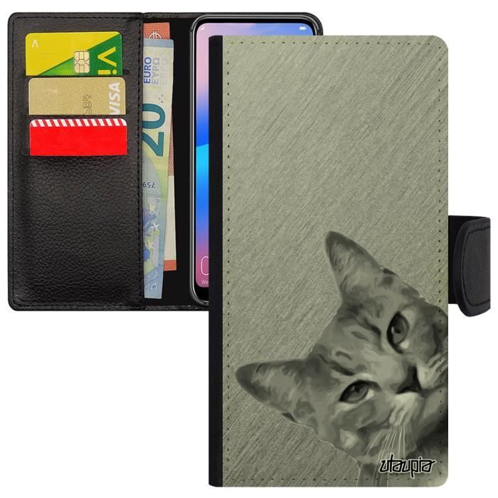 Coque Pour G6 Rabat Porte Cartes Chat Design Animal Portable Dessin Lol Cat Rigide Felin Cover Magnetique Effet Gris Lg Cdiscount Telephonie