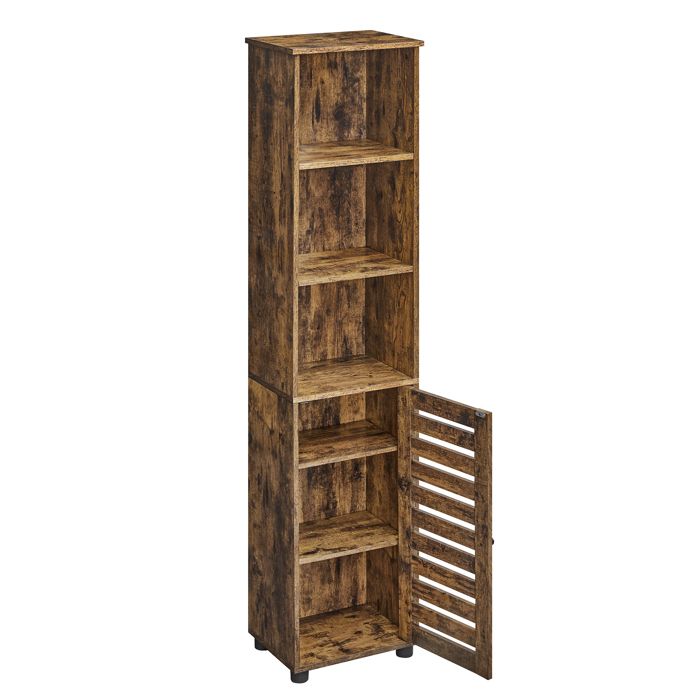 Colonne salle de bain - VASAGLE - 40 x 30 x 167 cm - Placard haut - 3 cases ouverts - Marron Rustique