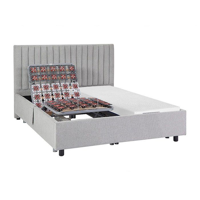 Lit électrique de relaxation déco tout plots + matelas mémoire de forme - 2 x 70 x 190 cm - Tissu - Gris - SASORA de YSMÉE Lit électrique de relaxation déco tout plots + matelas mémoire de forme - 2 x 70 x 190 cm - Tissu - Gris - SASORA de YSMÉE
