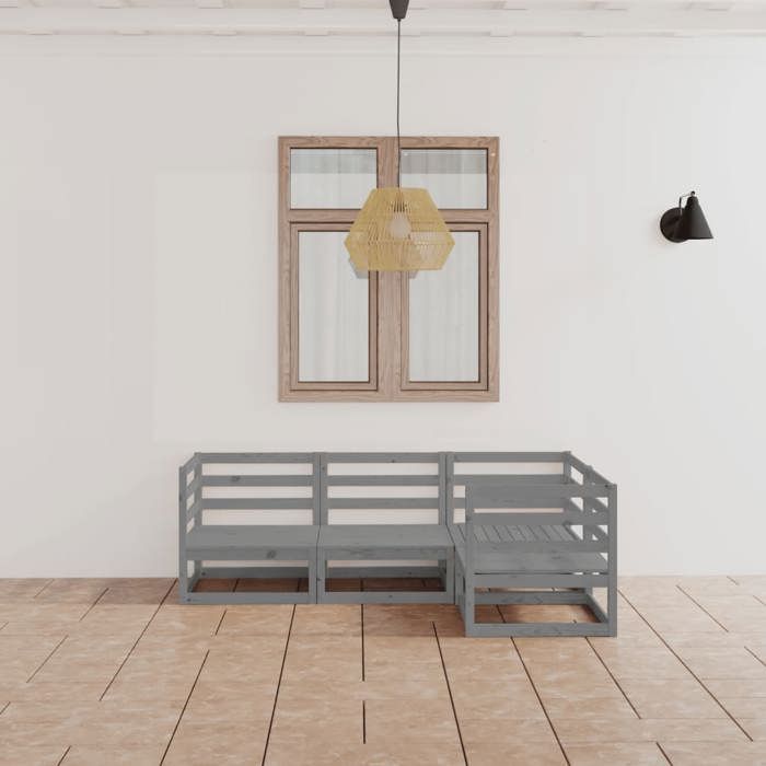 vidaXL Bois de Pin Massif Salon de Jardin 4 pcs Mobilier de Patio Mobilier de Jardin Ensemble de Meubles de Terrasse Meubles