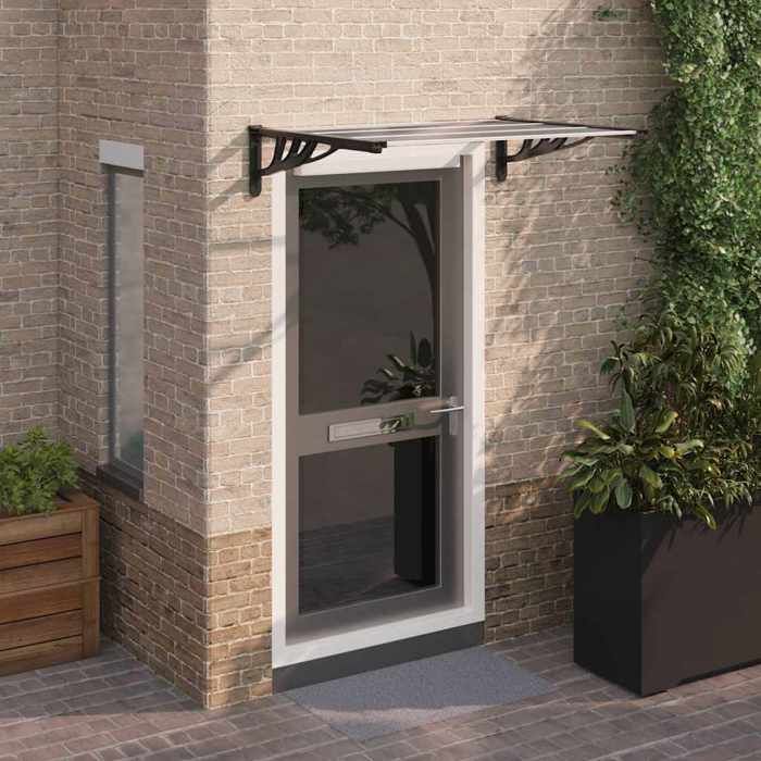 vidaXL Auvent de porte Noir et transparent 122x90 cm Polycarbonate 153683