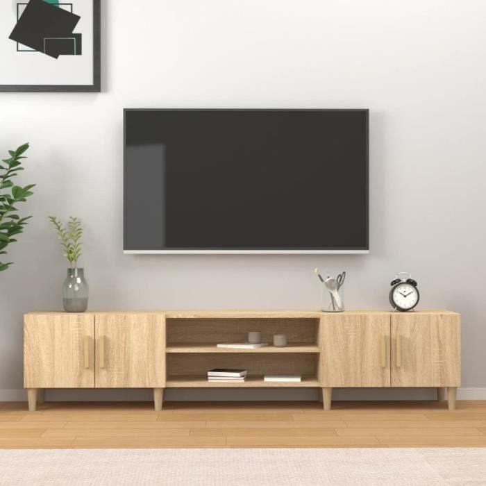 VidaXL Meuble TV Mural Avec Lumières LED Sonoma Gris 41x31x45 Cm