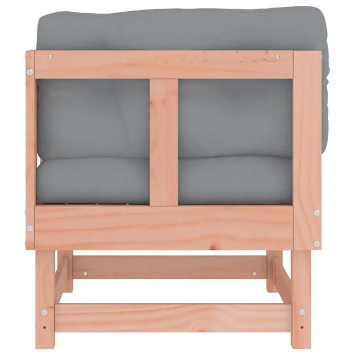 canapé d'angle en bois de douglas massif yosoo avec coussins gris - meuble de jardin naturel pour extérieur