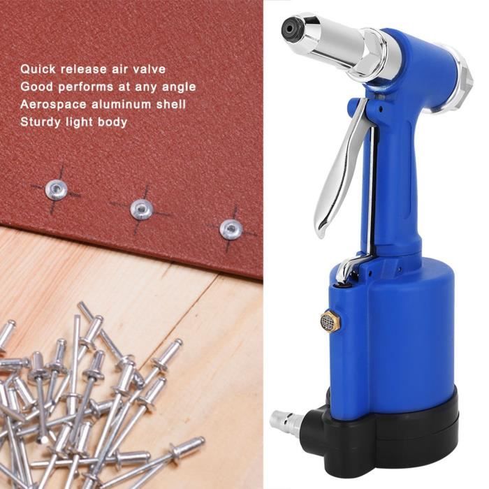 Riveteuse Pneumatique Rolson 44409 à 4 Têtes - Inclut 75 Rivets, Têtes De 2.4, 3.2, 4 Et 4.8 Mm