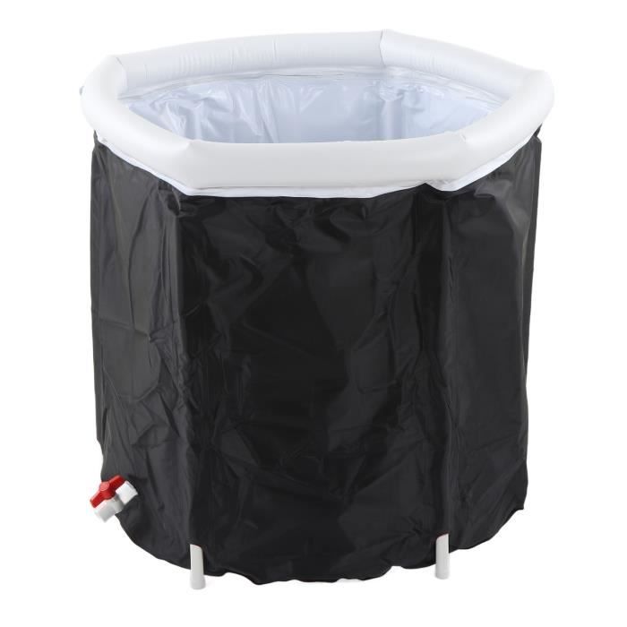 Baignoire de glace pour athlètes avec housse, grande baignoire plongeante froide très résistante pour la récupération, baignoire à remous portable à plusieurs couches à la maison (noir, 75 x 75 cm