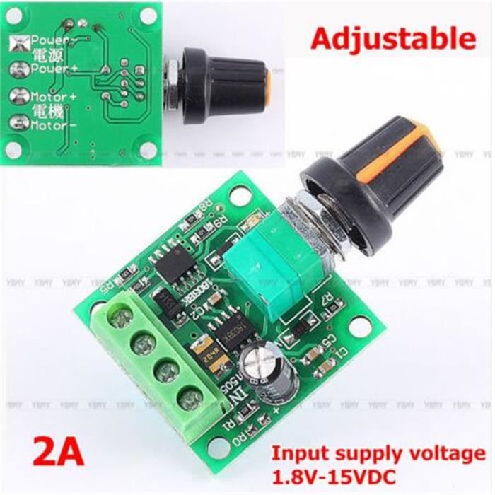 Tension DC 1.8-12V 2A Moteur R/égulateur Vitesse PWM Commutateur R/églable