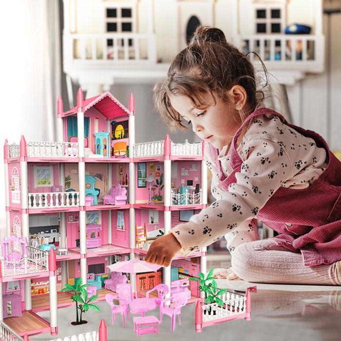 Maison De Poupée 5 Étages – 19 Pièces, Lumières, 4 Poupées, Meubles – Cadeau STEM 3-16 Ans