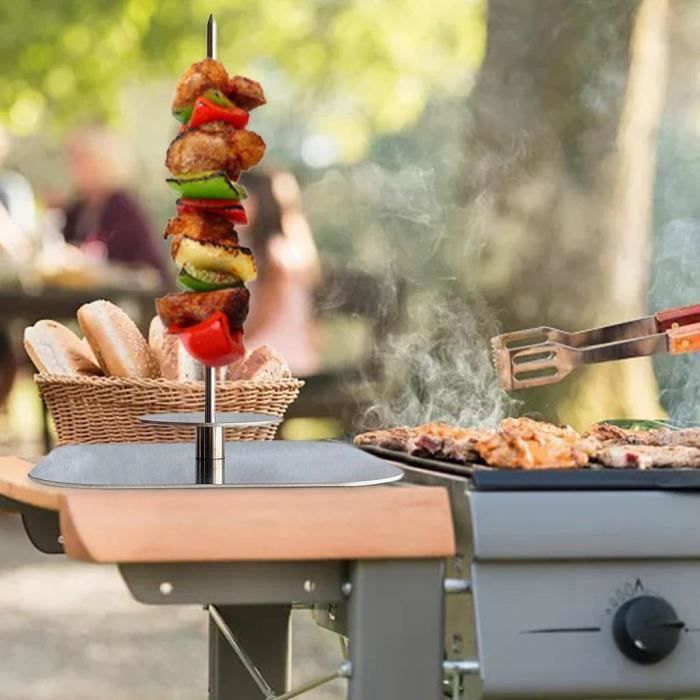 Brochettes Verticales Pour BBQ Au Berger - Set En Acier Inoxydable Avec 3 Embouts Amovibles