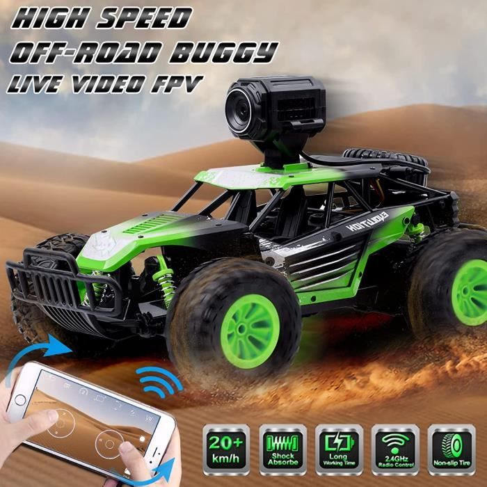 Voiture télécommandée avec caméra, 1:14 voiture RC haute vitesse Monster  Racing Buggy, véhicule tout-terrain jouets(Vert)) - Cdiscount Jeux - Jouets