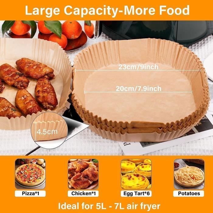 Papiers Cuisson Pour Air Fryer 23-27 Cm - Lot De 120, Carrés, Antiadhésifs, Sans BPA, Compatibles Ninja, Cosori, Philips