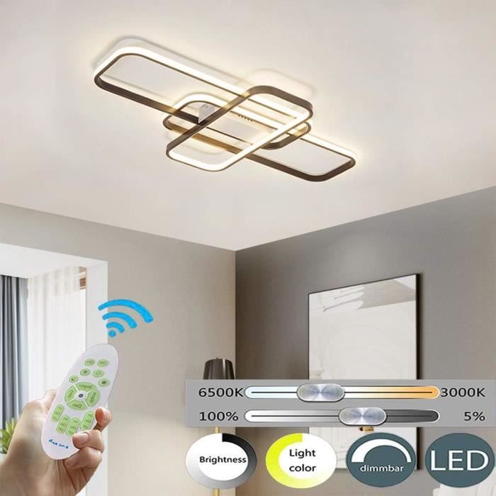 Kit Plafonnier LED Noir 54W 60cm avec Kit de Suspension