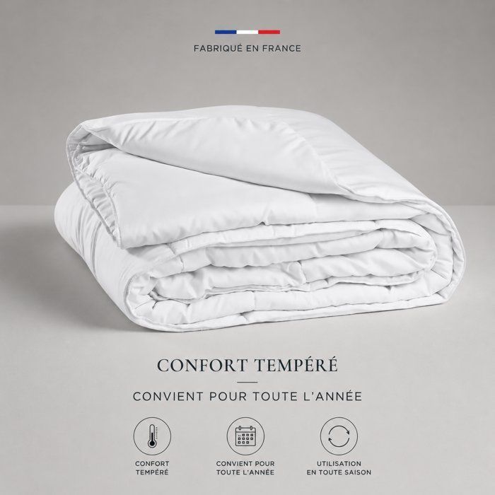Couette 220 x 240 cm - LOVELY HOME - Légère - 280 g/m² - Anti-acariens - 2 personnes - Blanc Couette 220 x 240 cm - LOVELY HOME - Légère - 280 g/m² - Anti-acariens - 2 personnes - Blanc