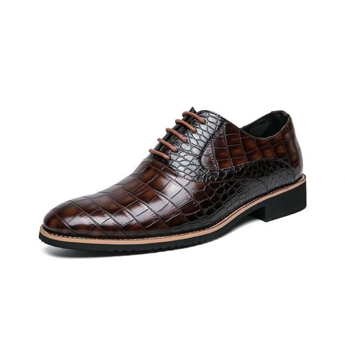 Chaussures Formelles Lacets Chaussures Derby Homme Hitmars - Cuir Vernis Oxford - Mariage Bureau Costume - Noir Et Marron - Taille 39-47 Chaussures Costume Cuir Vernis Hitmars Oxford Mariage Business