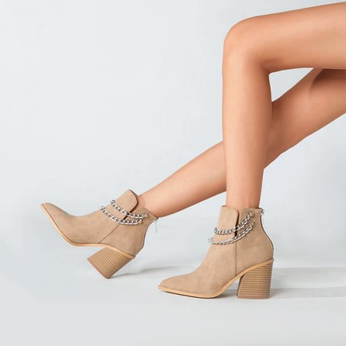 YESOK 2023 Bottine Femme Hiver Chaudes Rétro Bottes Chelsea