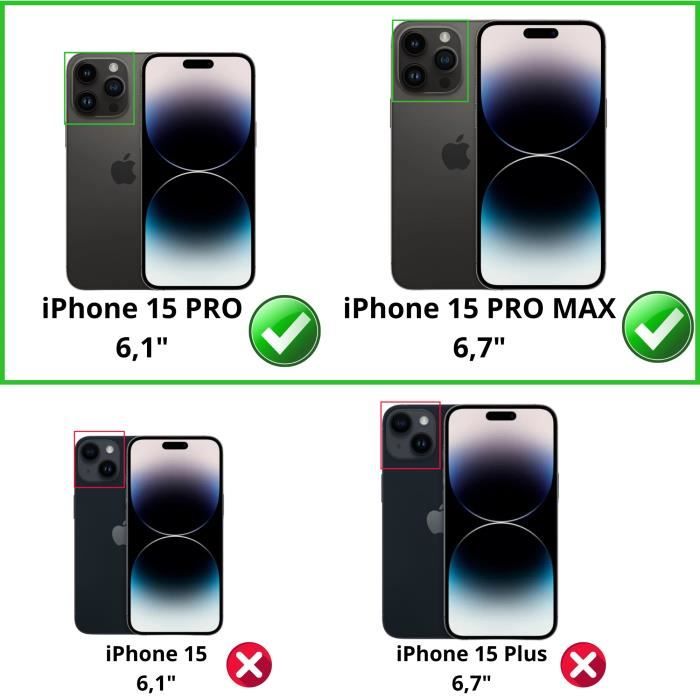 2x Protection Objectif et 2x Vitre de Protection iPhone 15 Pro 9H