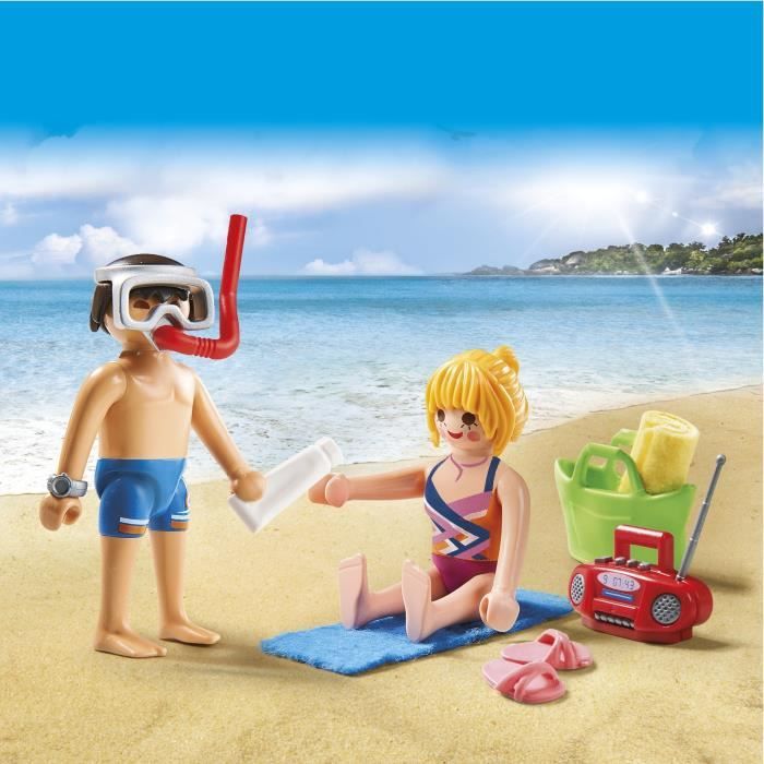 PLAYMOBIL – Voyage En Couple à La Plage – Effet UV – Maillot Changeant De Couleur – 2 Figurines