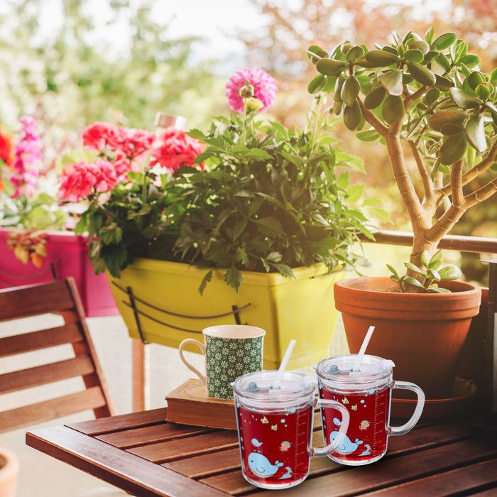 Accessoire Boisson Enfant Pratique Lot De 2 Verres Enfants éléphant 400ml - Avec Couvercle, Paille Et Poignée - Transparent Verre Avec Poignée Accessoire Boisson Enfant Pratique Lot De 2 Verres Enfants éléphant 400ml - Avec Couvercle, Paille Et Poignée - Transparent Verre Avec Poignée