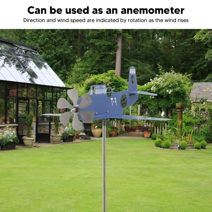 Girouette Avion Piper J3 Cub Pour Jardin – Décor Métal Peint, Rotation Au Vent – Décoration De Pelouse Ou Terrasse