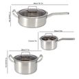 3pcs-set Casserole à Lait Pot de Soupe Poêle à Frire en Acier Inoxydable Fournitures de Cuisine HB010 -JNG-2