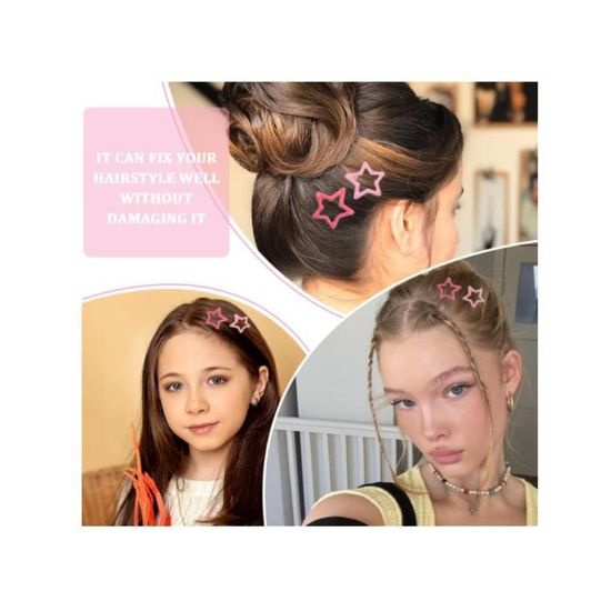Lot De 14 Pinces à Cheveux à Pression En Métal - 7 Styles Avec Chaînes Et Pendentifs - Argenté - Longueur 68-135 Mm - 4