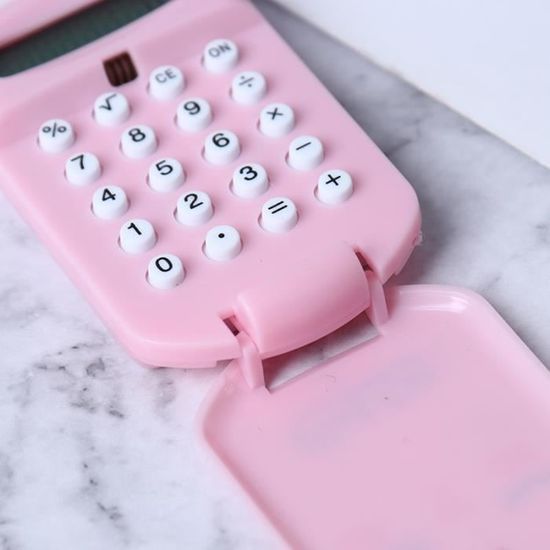 Mini calculatrice numérique Portable, fournitures de bureau, Kawaii, format  de poche, affichage à 8 chiffres, dessin animé, mignon, créatif, porte-clés  – Destockage