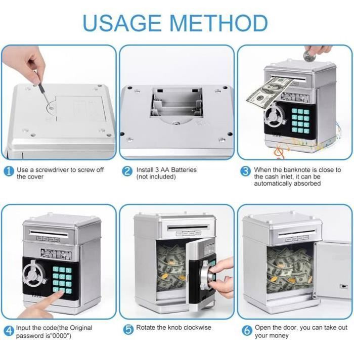 Tirelire Électronique ATM Coffre-Fort Avec Code Pour Enfants - Banque Amusante Et Éducative