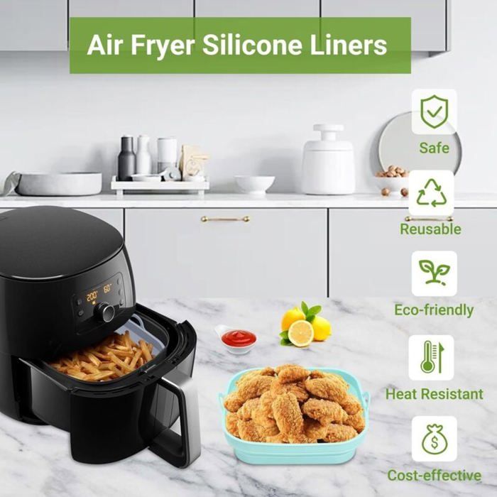Plateau De Rechange Pour Friteuse à Air - Insert Carré Noir 22.5x22.5 Cm - Accessoire De Cuisine Facile à Nettoyer