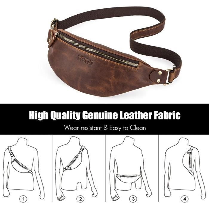 Luckits Sac à Poitrine Femme Cuir Sacoche Homme Bandouliere Rétro