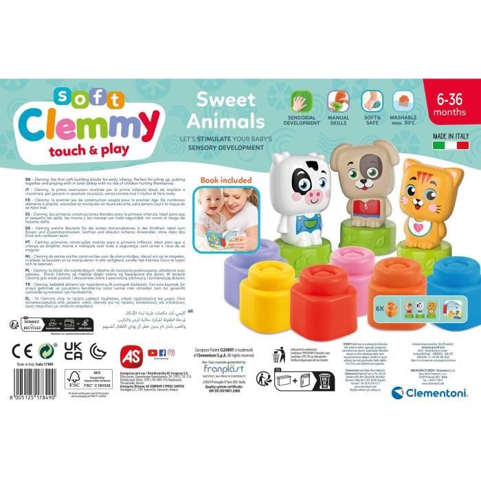 Clementoni - Cubes & Animaux Soft Clemmy - 6 cubes + 3 personnages ...