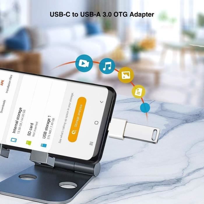 Generic Adaptateur USB 3.1 Type-C Femelle vers USB 3.0 A Male pour
