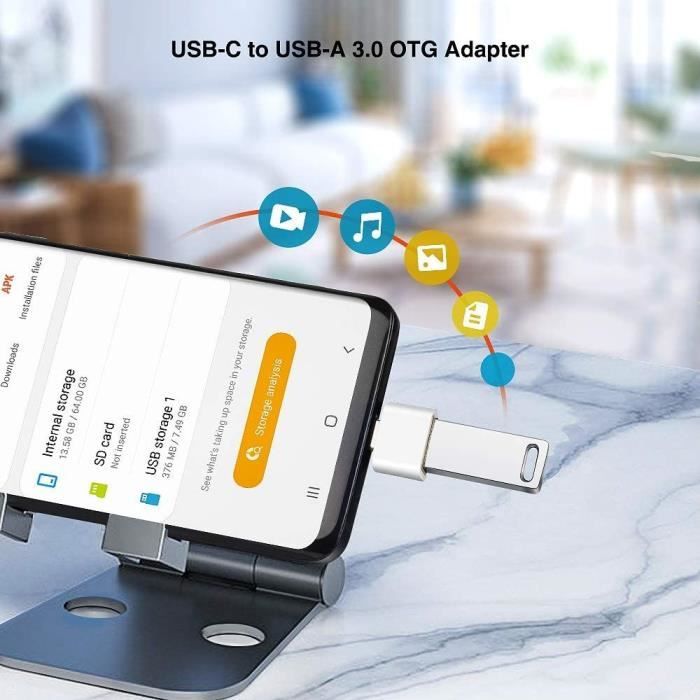 Adaptateur OTG 3-en-1 Type-C + Micro-USB + Lightning Mâle Vers USB 3.0 Femelle - Neuf