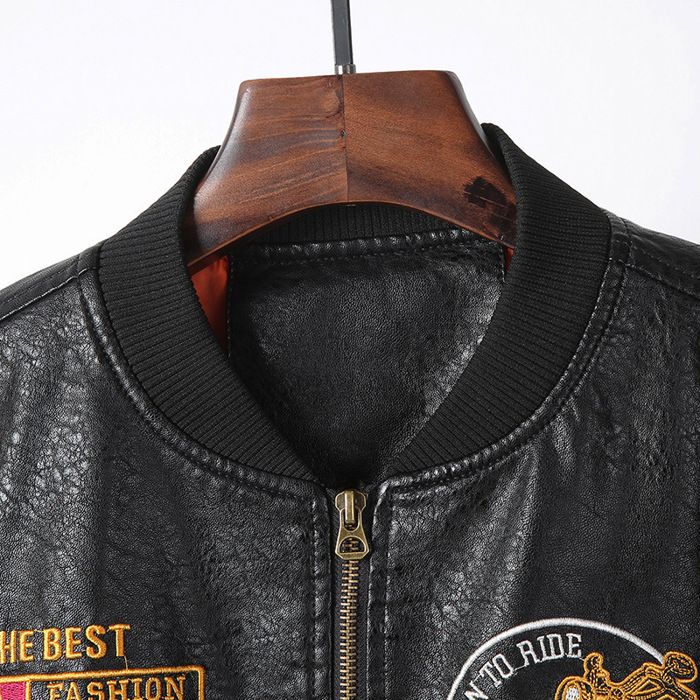 Veste Cuir Homme -Blouson Aviateur Homme Fermeture Éclair De Couleur