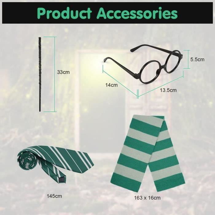 Costume De Magicien Adulte Et Enfant – Déguisement Sorcier Complet Avec Cape, Chapeau, Sceptre, Lunettes, 10 Accessoires