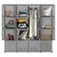 Langria Armoire Penderie 16 Cubes Modulable Etageres Plastique Meuble De Rangement Multifonctionnel Avec Tige Suspendue Gris Achat Vente Armoire De Chambre Langria Armoire Penderie Cdiscount