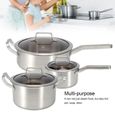 3pcs-set Casserole à Lait Pot de Soupe Poêle à Frire en Acier Inoxydable Fournitures de Cuisine HB010 -JNG-3