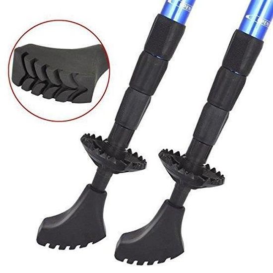 2 Embouts Caoutchouc Pour Bâtons De Randonnée - Noir, Antidérapants, Réglables - Compatibles Plupart Bâtons Télescopiques