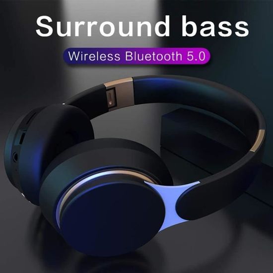 Ysilla Casque sans fil - HIFI stéréo pliable - Casque avec microphone  Bluetooth 5.0 Radio MP3, prise en charge de la carte TF, -Bleu - Cdiscount  TV Son Photo