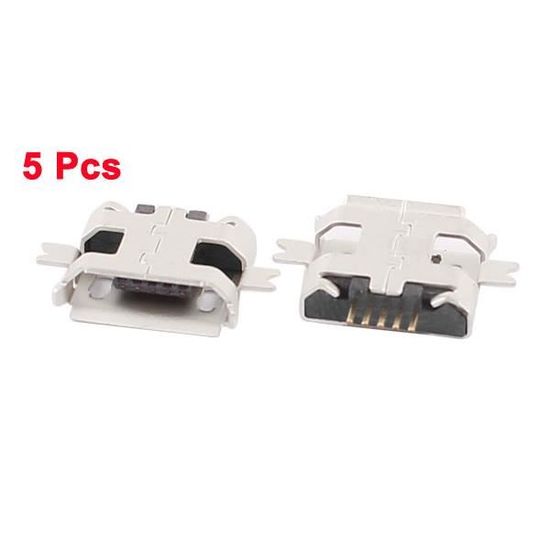 5 pi/èces Prise Femelle Micro USB 180 degr/és 5 Broches Connecteur Jack /à souder