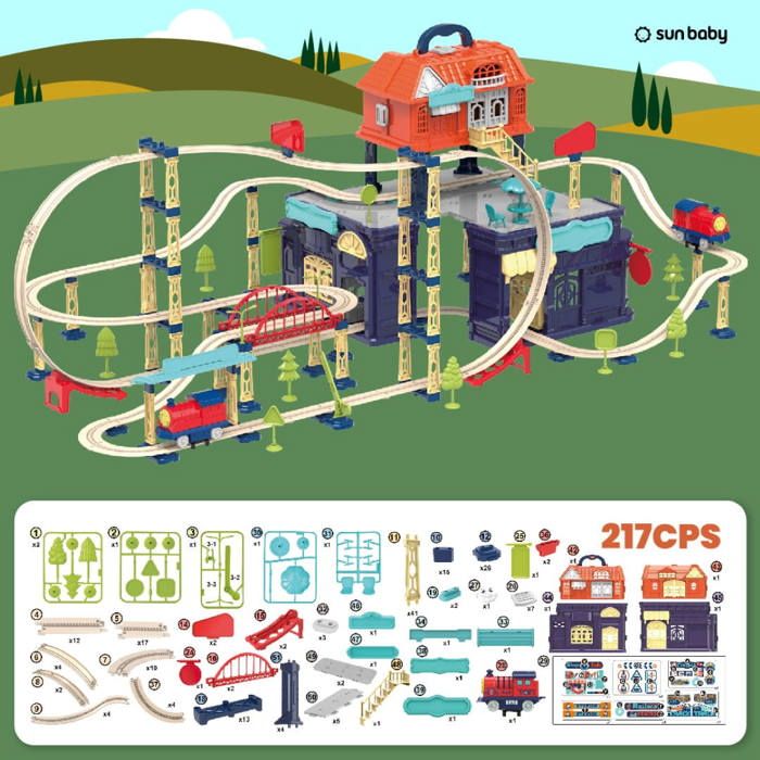 Train Bois La Fille Du Train Jouet Hape Train De Marchandises Moderne - Jeu Pour Enfant Dès 3 Ans - Locomotive Verte Deux Wagons Et Containers Déchargeables Orange - Compatible Avec