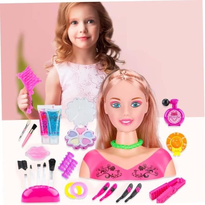 Tête à Coiffer Et Maquiller Pour Enfants - 35 Accessoires De Coiffure, Jouet Créatif Pour Filles Dès 3 Ans
