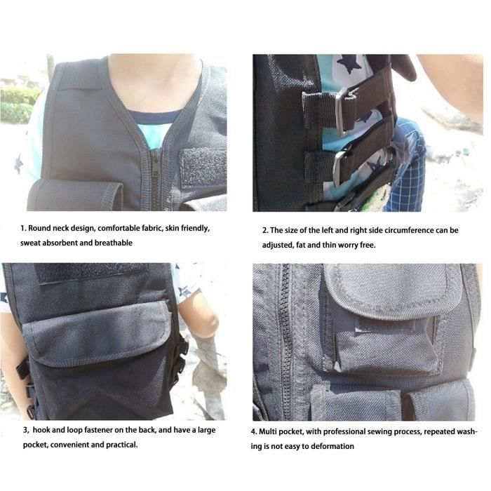 Gilet Tactique Enfant Zottel – Oxford 600D, Respirant – Multi-poches, Col En V, Réglable – Pour Tir, Rando, Chasse, Jeux De Rôle