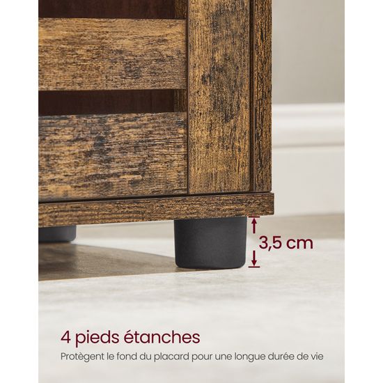 VASAGLE Meuble Rangement 3 Tiroirs 30x30x80cm | Marron Rustique | Pour Salle De Bain, Salon