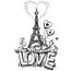 Sticker Paris Tour Eiffel De Lamour Dessin 70x44 Cm