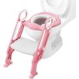 Siège de Toilette Enfant Pliable et Réglable, Reducteur de Toilette Bébé avec Marches Larges, Lunette de Toilette Confortable-0