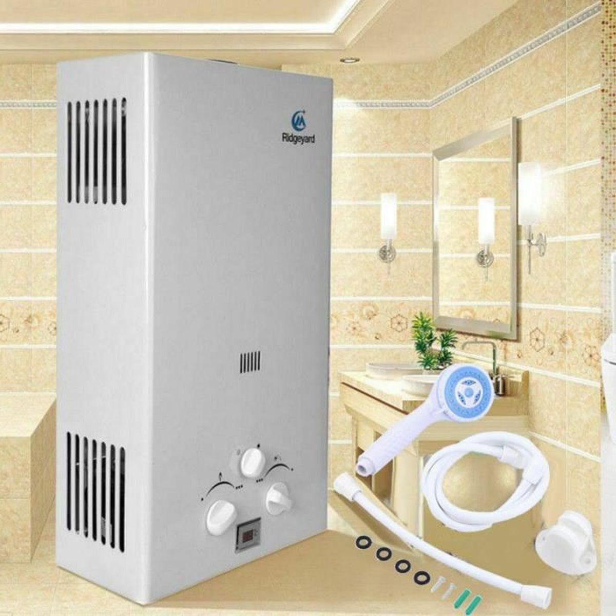 Ridgeyard Chauffe Eau 10L, 20kW LPG Chaudière Inox Appareil Instantané Gaz GPL Butane Propane Ridgeyard Chauffe Eau 10L, 20kW LPG Chaudière Inox Appareil Instantané Gaz GPL Butane Propane
